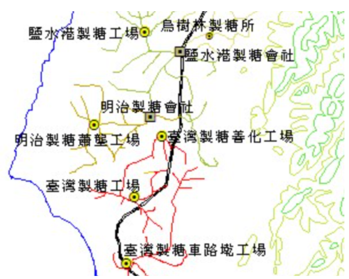 中央研究院-日治時期臺灣南部製糖廠與糖鐵分佈圖