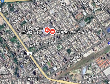 舊新竹糖廠現今為巨城之空拍圖